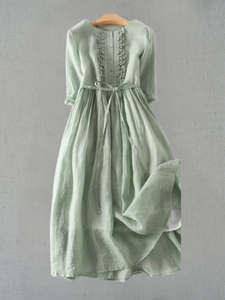 Arya - Robe Femme Art Rétro Col Rond à Lacets