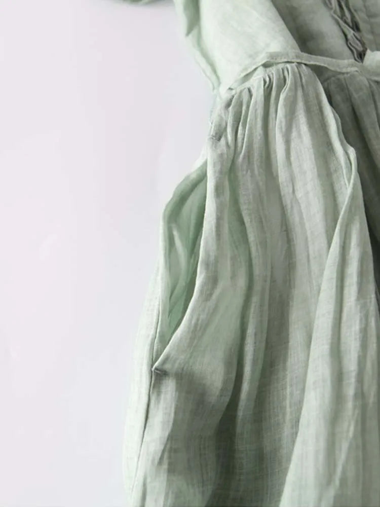 Arya - Robe Femme Art Rétro Col Rond à Lacets